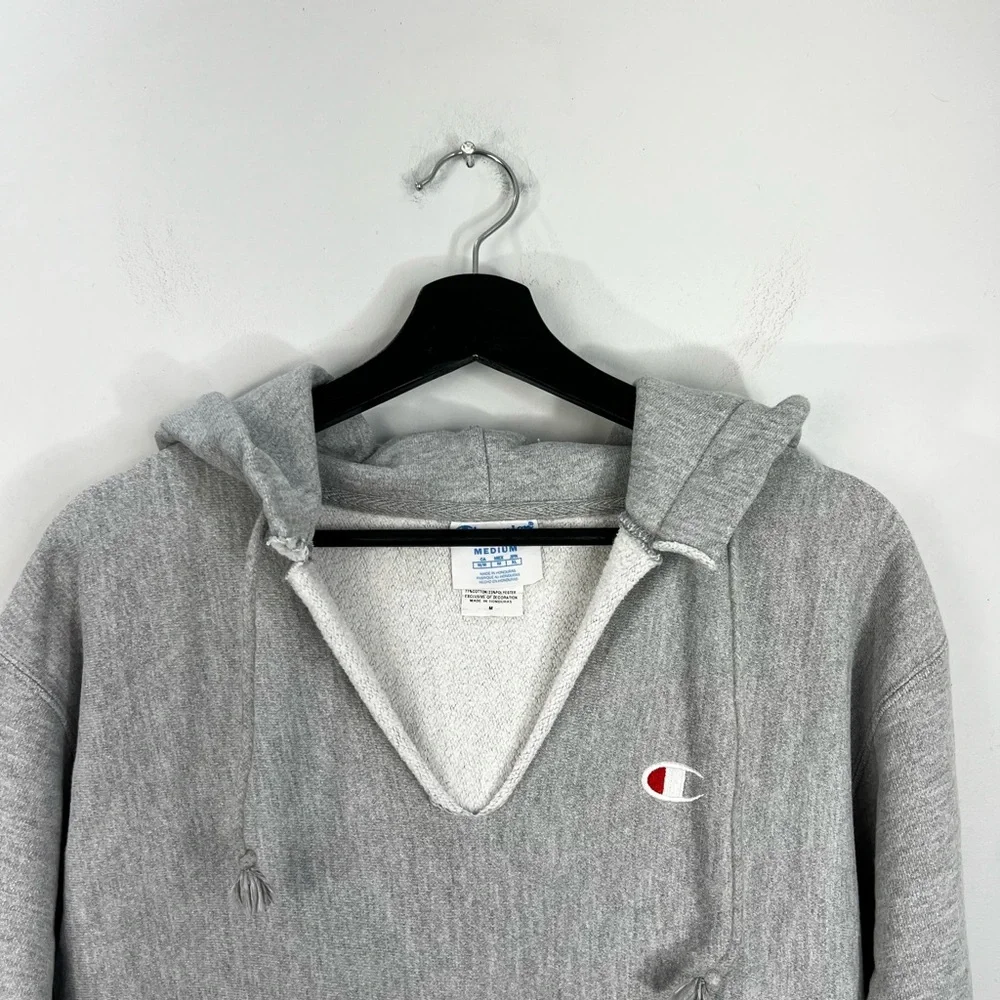 Champion Reverse Weave reworked grey oversized cotton blend hoodie sweatshirt M - Picture 6 of 17